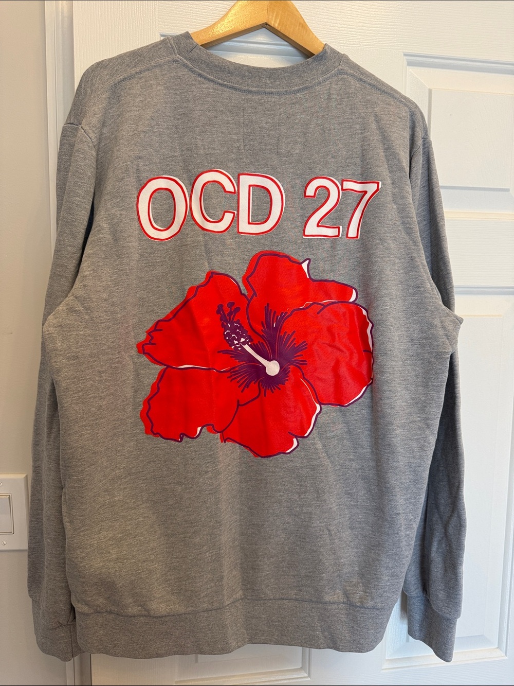 Gray Sweatshirt with Red Floral Graphic - OCD 27